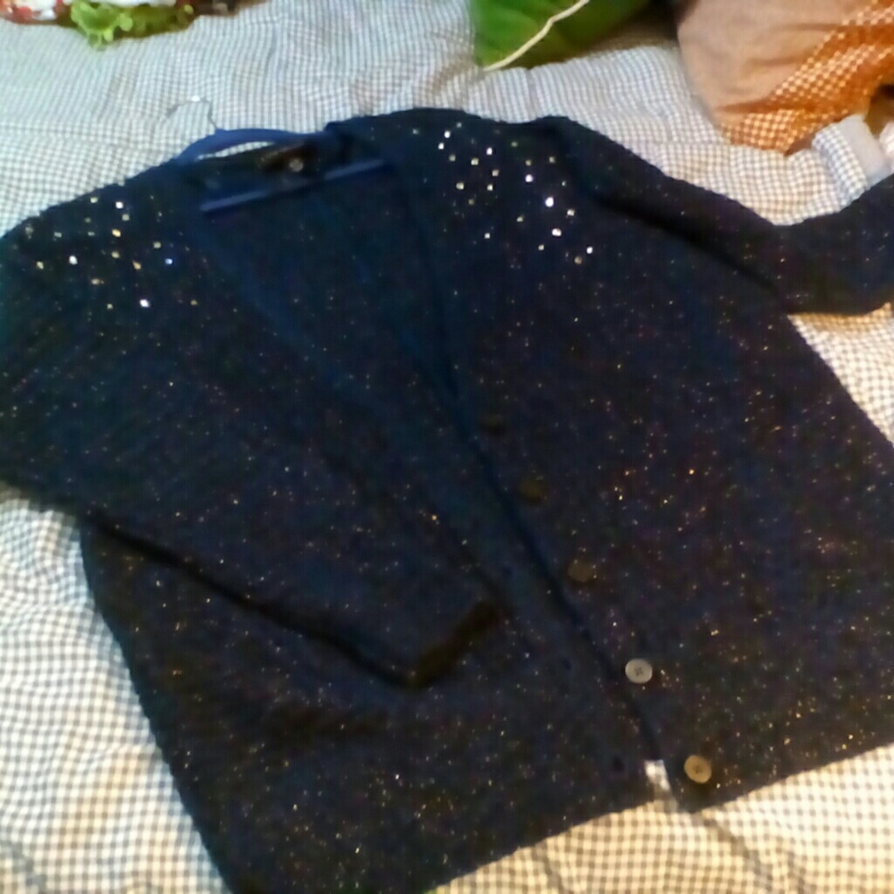 Navy blue button up sweater